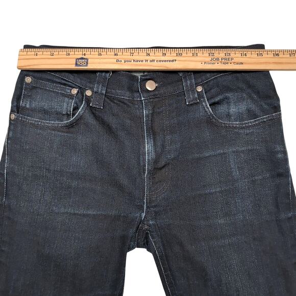 Nudie Jeans Thin Finn Mens 32x32 Measure 31x29.5 Dark Ultra Indigo Coated Italy - Picture 12 of 16